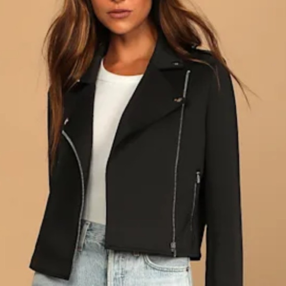 Lulus Living On The Edge Black Moto Jacket - Size XS - Picture 3 of 6
